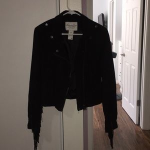 black fringe moto jacket